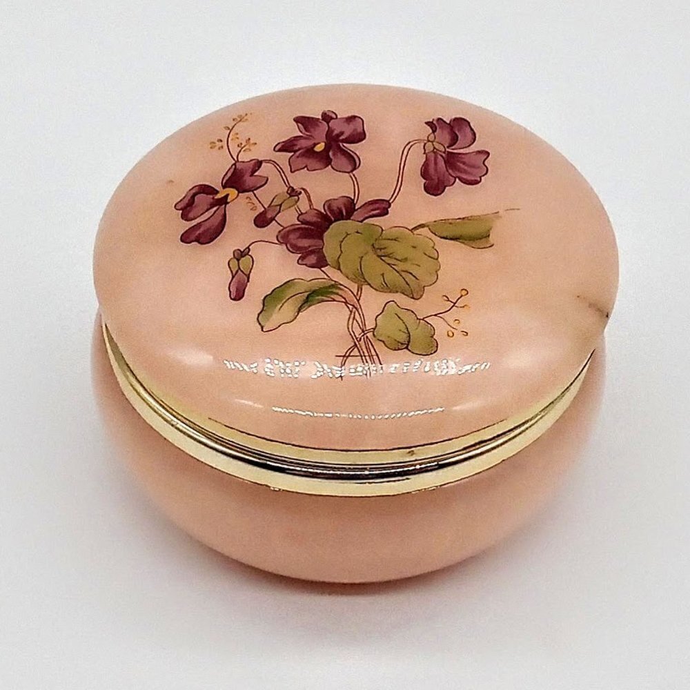 Vintage Lefton Pink Alabaster Italian Trinket Box